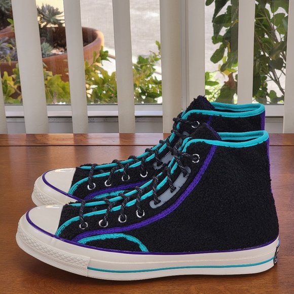 Converse Mens Chuck 70 Hi "Retro Sherpa" 169784C Black/Court Purple/Egret Size 9 - Picture 5 of 13